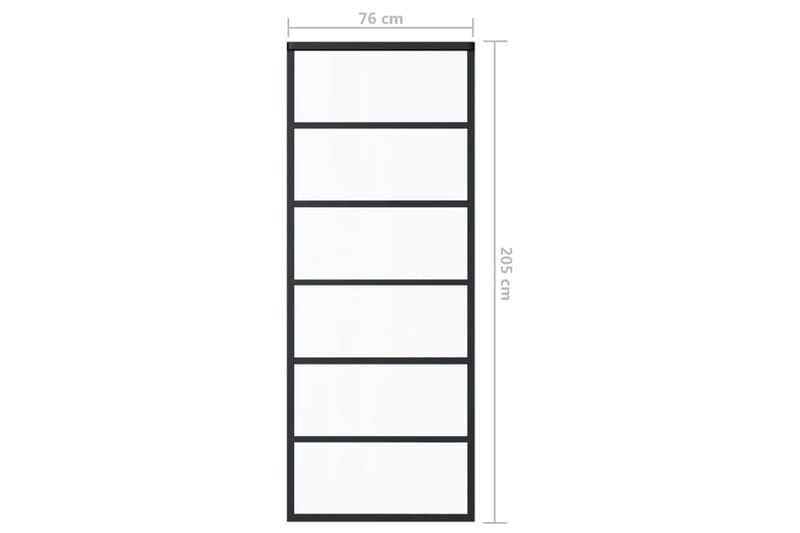 Skyvedør med monteringssett 76x205 cm ESG glass & aluminium - Svart - Hus & oppussing - Bygg - Dører & Porter - Skyvedører