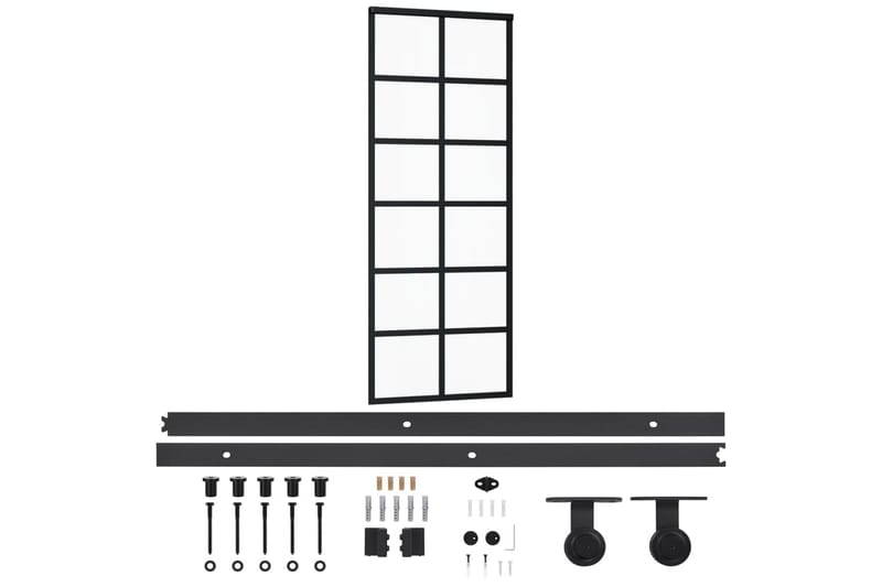 Skyvedør med monteringssett 76x205 cm ESG glass & aluminium - Svart - Hus & oppussing - Bygg - Dører & Porter - Skyvedører