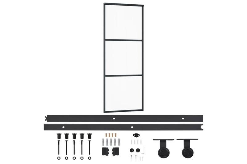 Skyvedør med monteringssett 76x205 cm ESG glass & aluminium - Svart - Hus & oppussing - Bygg - Dører & Porter - Skyvedører
