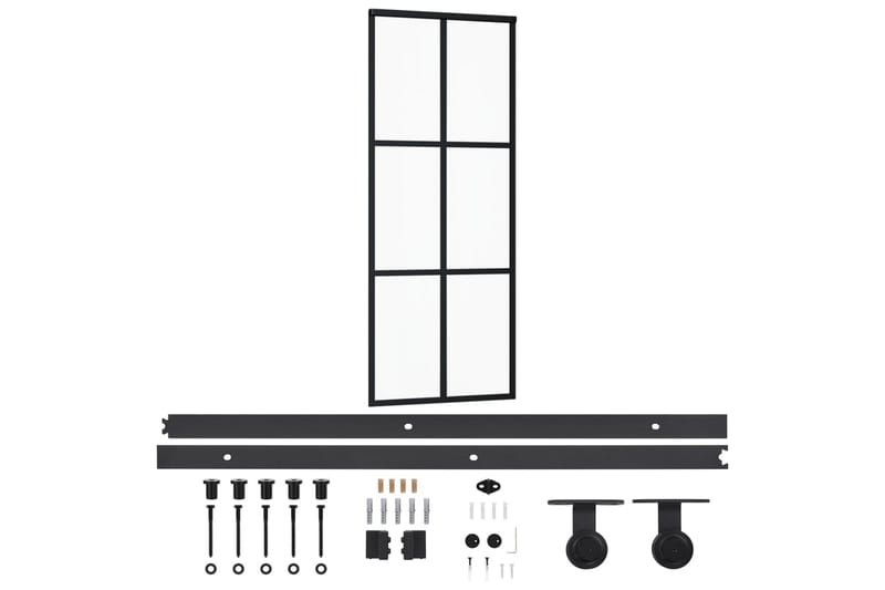 Skyvedør med monteringssett 76x205 cm ESG glass & aluminium - Svart - Hus & oppussing - Bygg - Dører & Porter - Skyvedører