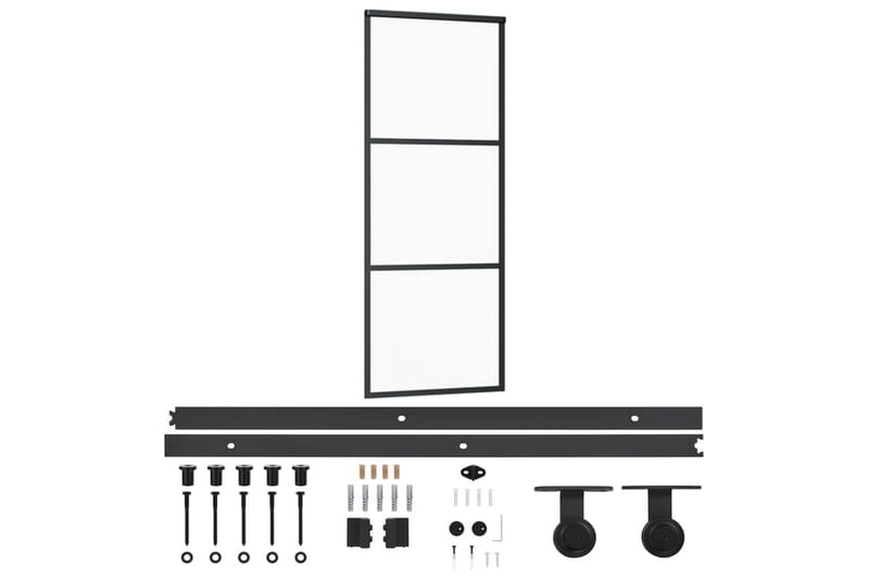Skyvedør med monteringssett 76x205 cm ESG glass & aluminium - Svart - Hus & oppussing - Bygg - Dører & Porter - Skyvedører