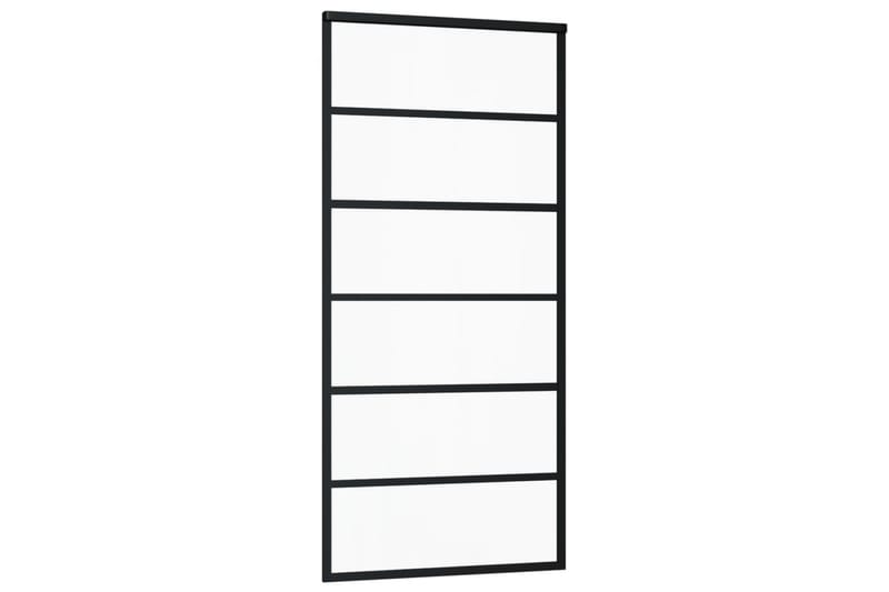 Skyvedør med monteringssett 90x205 cm ESG glass & aluminium - Svart - Hus & oppussing - Bygg - Dører & Porter - Skyvedører