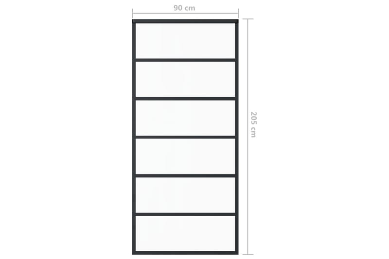 Skyvedør med monteringssett 90x205 cm ESG glass & aluminium - Svart - Hus & oppussing - Bygg - Dører & Porter - Skyvedører