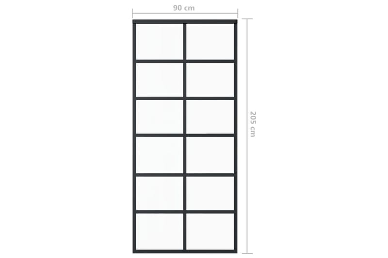 Skyvedør med monteringssett 90x205 cm ESG glass & aluminium - Svart - Skyvedører