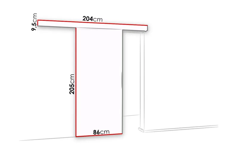 Alata Dør 204x86x205 cm - Hus & oppussing - Bygg - Dører & Porter - Skyvedører - Innvendig skyvedør