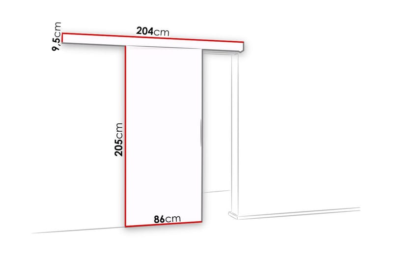 Alata Dør 204x86x205 cm - Hus & oppussing - Bygg - Dører & Porter - Skyvedører - Innvendig skyvedør