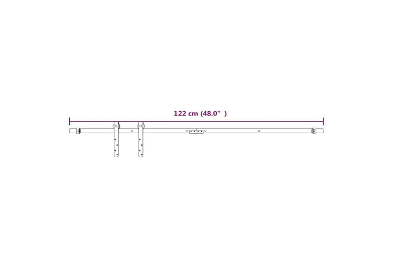 Mini skyvedørsett karbonstål hvit 122 cm - Hvit - Hus & oppussing - Bygg - Dører & Porter - Skyvedører