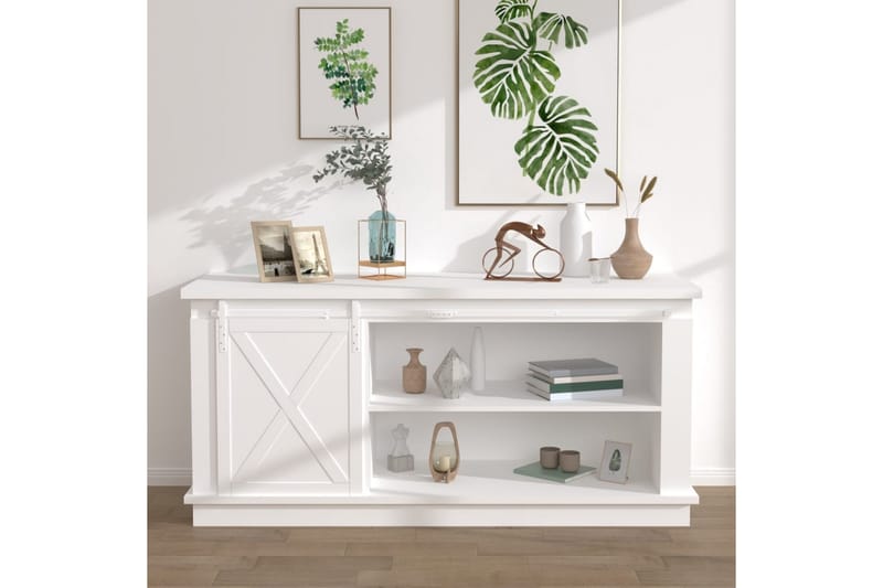 Mini skyvedørsett karbonstål hvit 183 cm - Hvit - Hus & oppussing - Bygg - Dører & Porter - Skyvedører