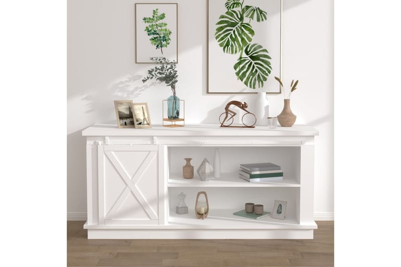 Mini skyvedørsett karbonstål hvit 183 cm - Hvit - Hus & oppussing - Bygg - Dører & Porter - Skyvedører
