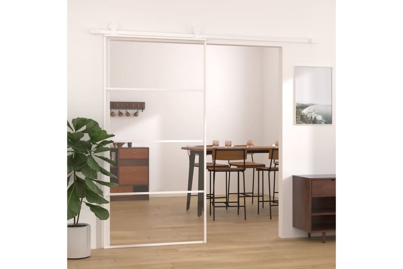Skyvedør ESG-glass og aluminium 102,5x205 cm hvit - Hvit - Hus & oppussing - Bygg - Dører & Porter - Skyvedører