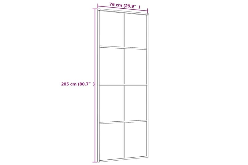 Skyvedør ESG-glass og aluminium 76x205 cm hvit - Hvit - Hus & oppussing - Bygg - Dører & Porter - Skyvedører