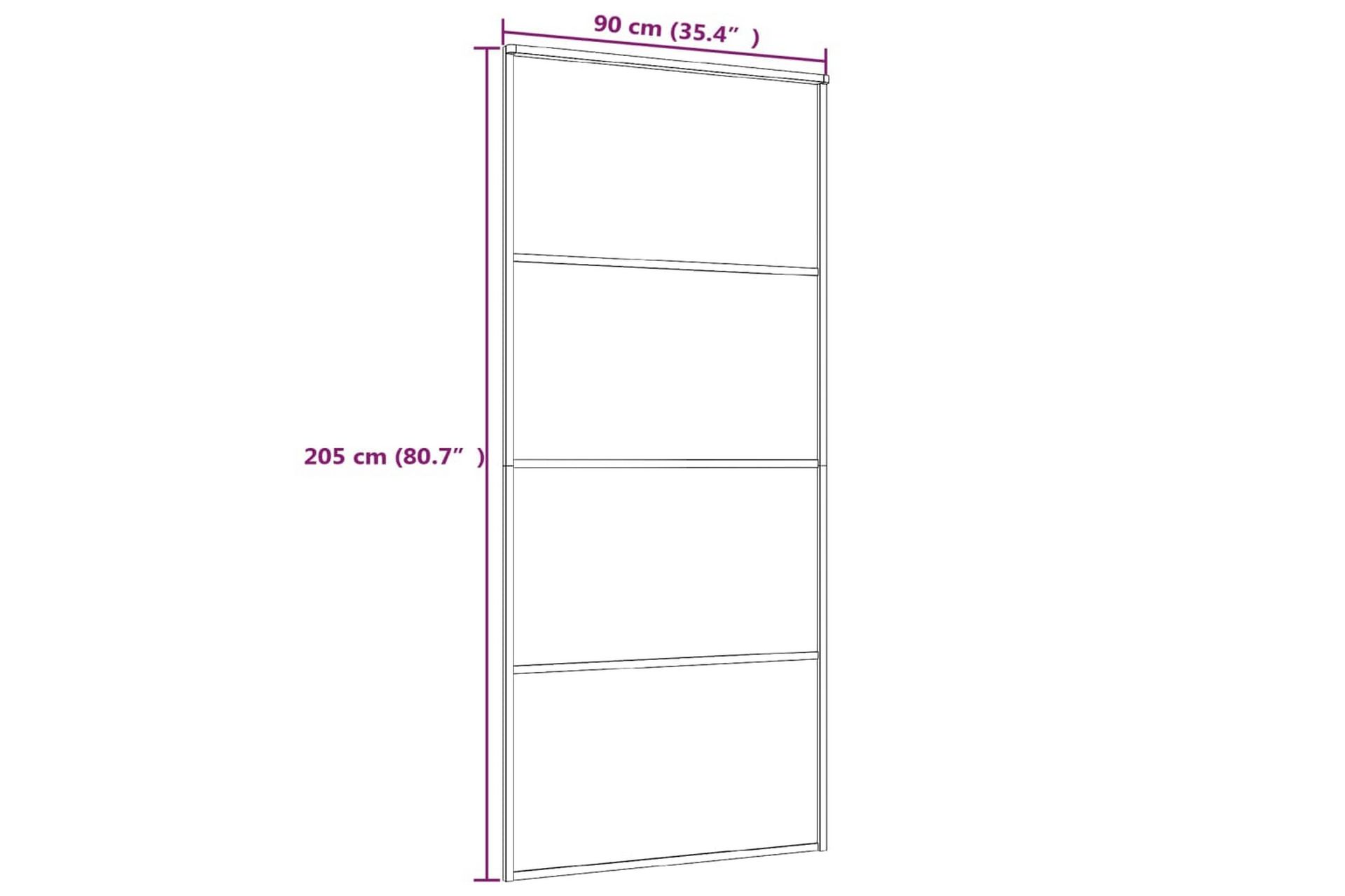 Skyvedør ESG-glass og aluminium 90x205 cm hvit - Hvit - Hus & oppussing - Bygg - Dører & Porter - Skyvedører