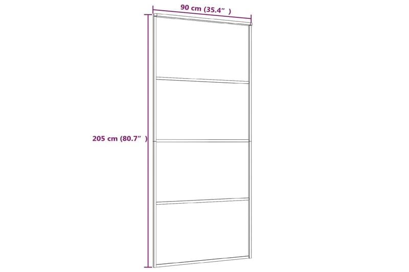 Skyvedør ESG-glass og aluminium 90x205 cm hvit - Hvit - Hus & oppussing - Bygg - Dører & Porter - Skyvedører
