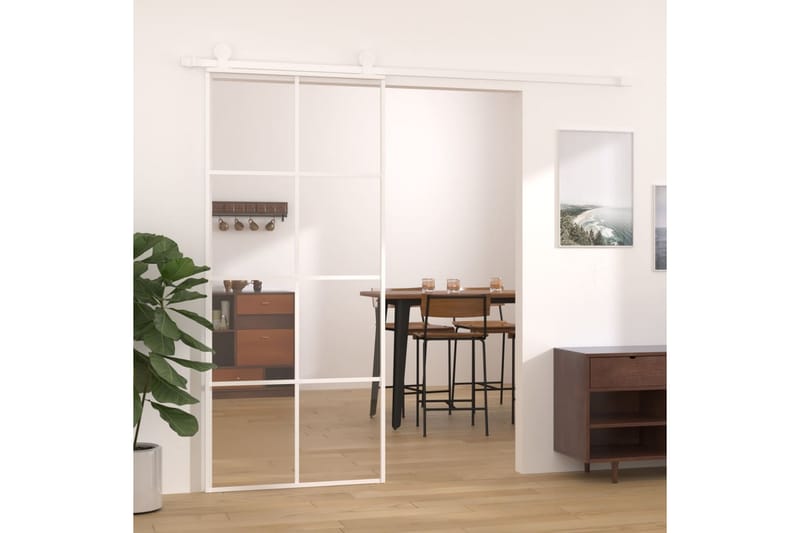 Skyvedør ESG-glass og aluminium 90x205 cm hvit - Hvit - Hus & oppussing - Bygg - Dører & Porter - Skyvedører