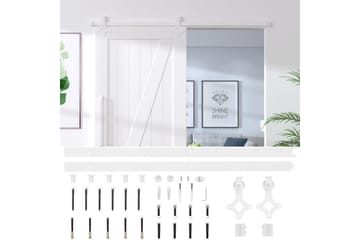Utstyrssett for skyvedør 183 cm stål hvit - Hvit - Hus & oppussing - Bygg - Dører & Porter - Skyvedører