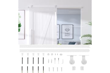 Utstyrssett for skyvedør 200 cm stål hvit - Hvit - Hus & oppussing - Bygg - Dører & Porter - Skyvedører