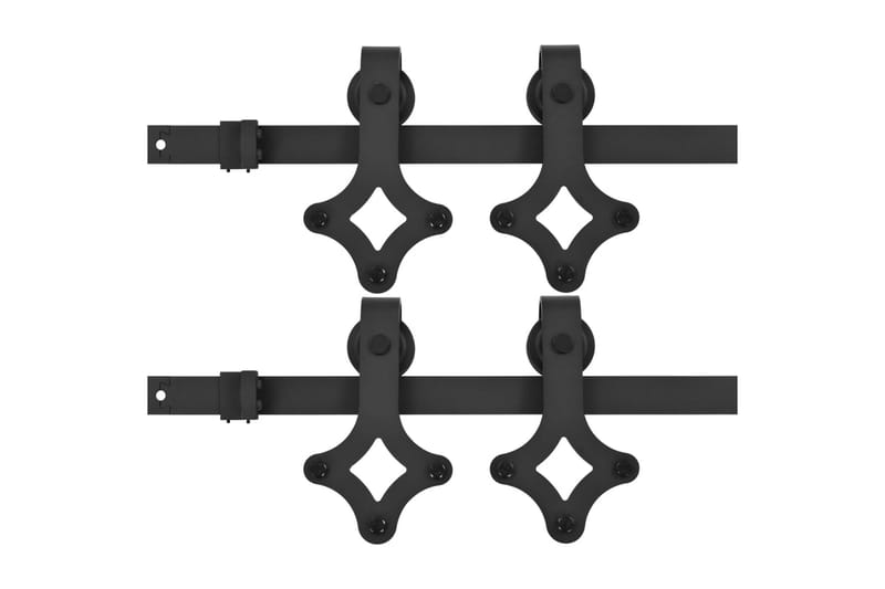 Utstyr for skyvedør 2 stk 183 cm stål svart - Svart - Hus & oppussing - Bygg - Dører & Porter - Skyvedører
