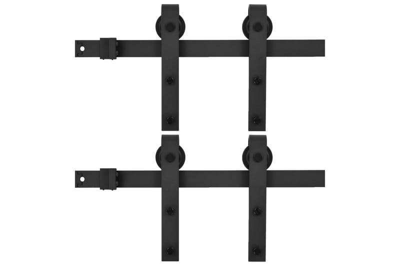Utstyr for skyvedør 2 stk 183 cm stål svart - Svart - Hus & oppussing - Bygg - Dører & Porter - Skyvedører