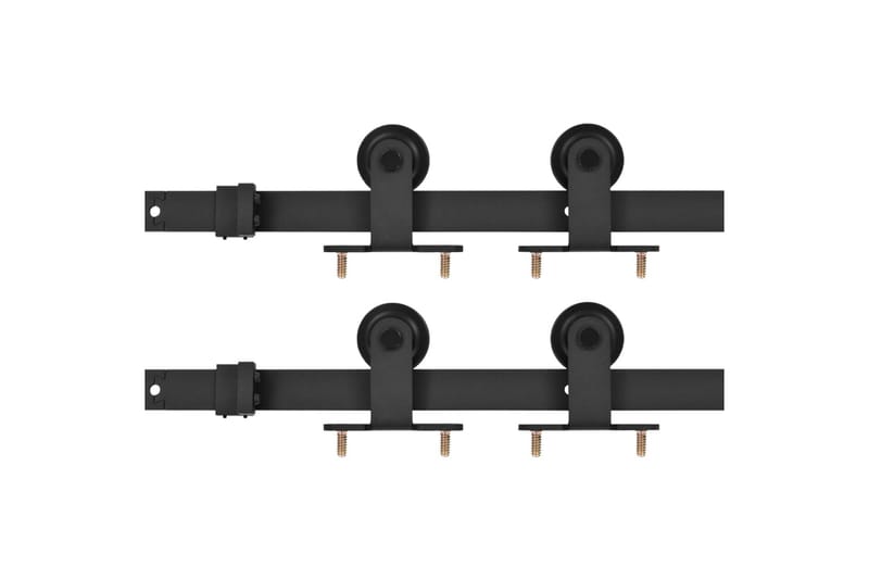 Utstyr for skyvedør 2 stk 183 cm stål svart - Svart - Hus & oppussing - Bygg - Dører & Porter - Skyvedører