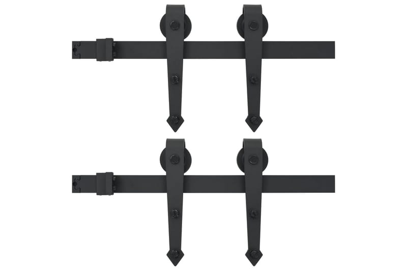 Utstyr for skyvedør 2 stk 200 cm stål svart - Svart - Hus & oppussing - Bygg - Dører & Porter - Skyvedører