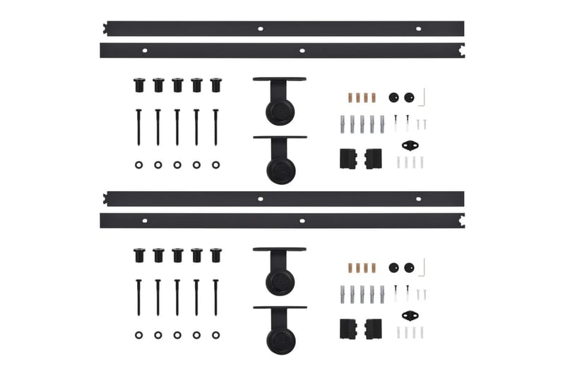 Utstyr for skyvedør 2 stk 200 cm stål svart - Svart - Skyvedører