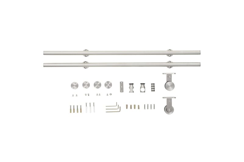 Utstyrssett for skyvedør 183 cm rustfritt stål sølv - Silver - Hus & oppussing - Bygg - Dører & Porter - Skyvedører