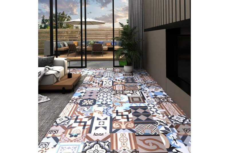 Selvklebende gulvplanker 20 stk PVC 1,86 m² mono mønster - Flerfarget - Laminatgulv kjøkken - Laminatgulv