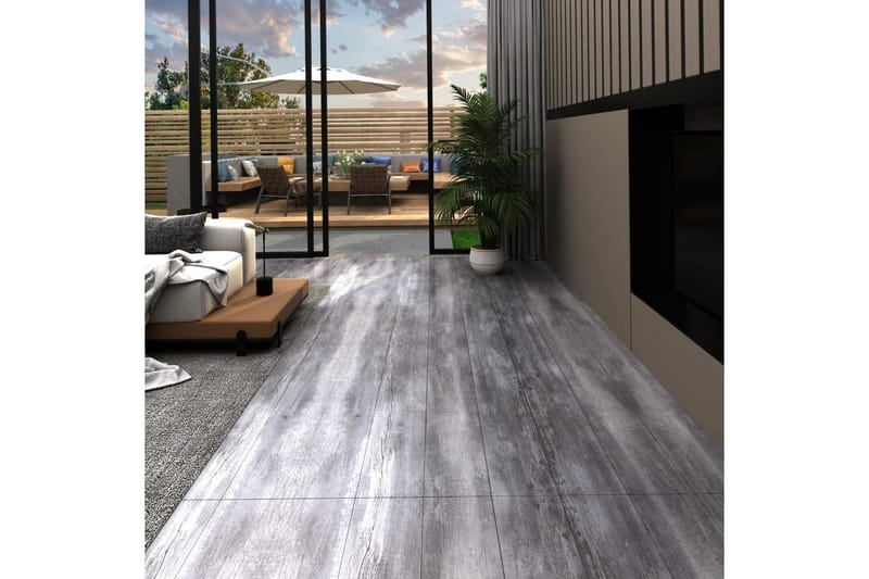 Selvklebende PVC-gulvplanker 5,21 m² 2 mm matte grå tre - Grå - Hus & oppussing - Bygg - Gulv, vegg & tak - Gulv - Vinylgulv & plastgulv