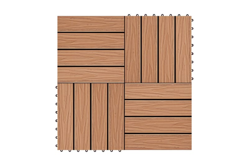 Terrassebord 11 stk dyppreget WPC 30x30 cm 1 kvm teak - Hus & oppussing - Bygg - Gulv, vegg & tak - Gulv - Utegulv & tregulv