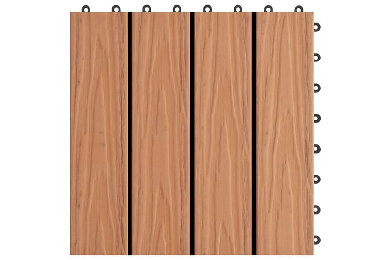 Terrassebord 11 stk dyppreget WPC 30x30 cm 1 kvm teak - Hus & oppussing - Bygg - Gulv, vegg & tak - Gulv - Utegulv & tregulv