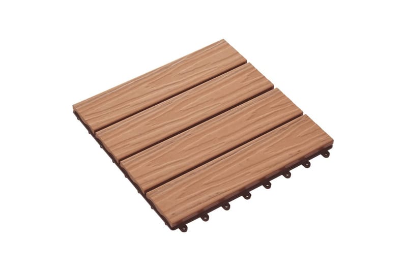 Terrassebord 11 stk dyppreget WPC 30x30 cm 1 kvm teak - Hus & oppussing - Bygg - Gulv, vegg & tak - Gulv - Utegulv & tregulv