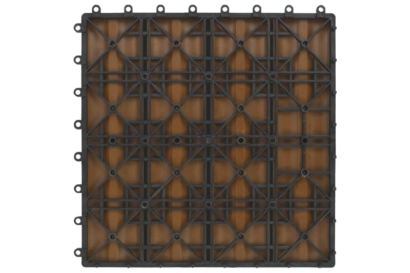 Terrassebord 11 stk dyppreget WPC 30x30 cm 1 kvm teak - Hus & oppussing - Bygg - Gulv, vegg & tak - Gulv - Utegulv & tregulv