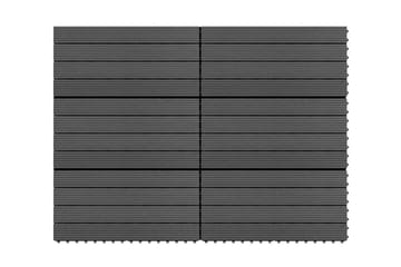 Terrassebord 6 stk WPC 60x30 cm 1,08 m² svart - Svart - Hus & oppussing - Bygg - Gulv, vegg & tak - Gulv - Utegulv & tregulv