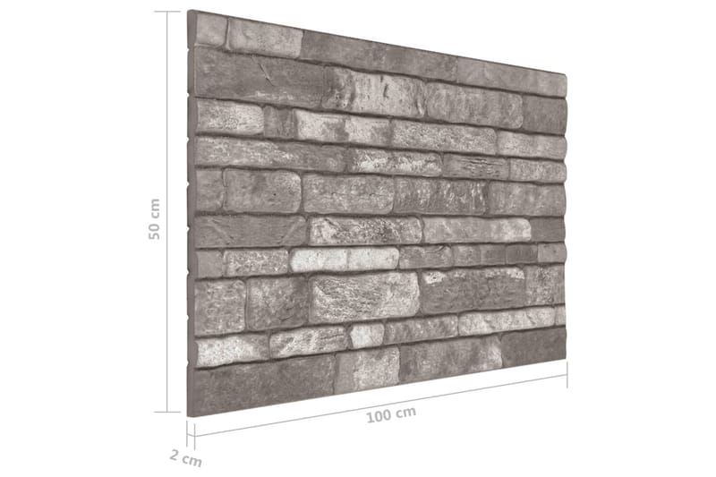 3D veggpaneler med mørkegrått mursteindesign 10 stk EPS - Veggpanel & panelplate