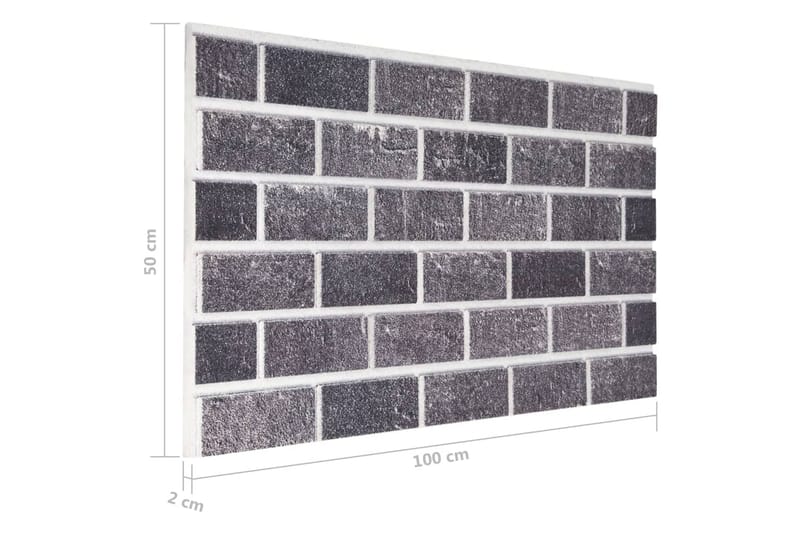 3D veggpaneler med svart og grått mursteindesign 10 stk EPS - Veggpanel & panelplate