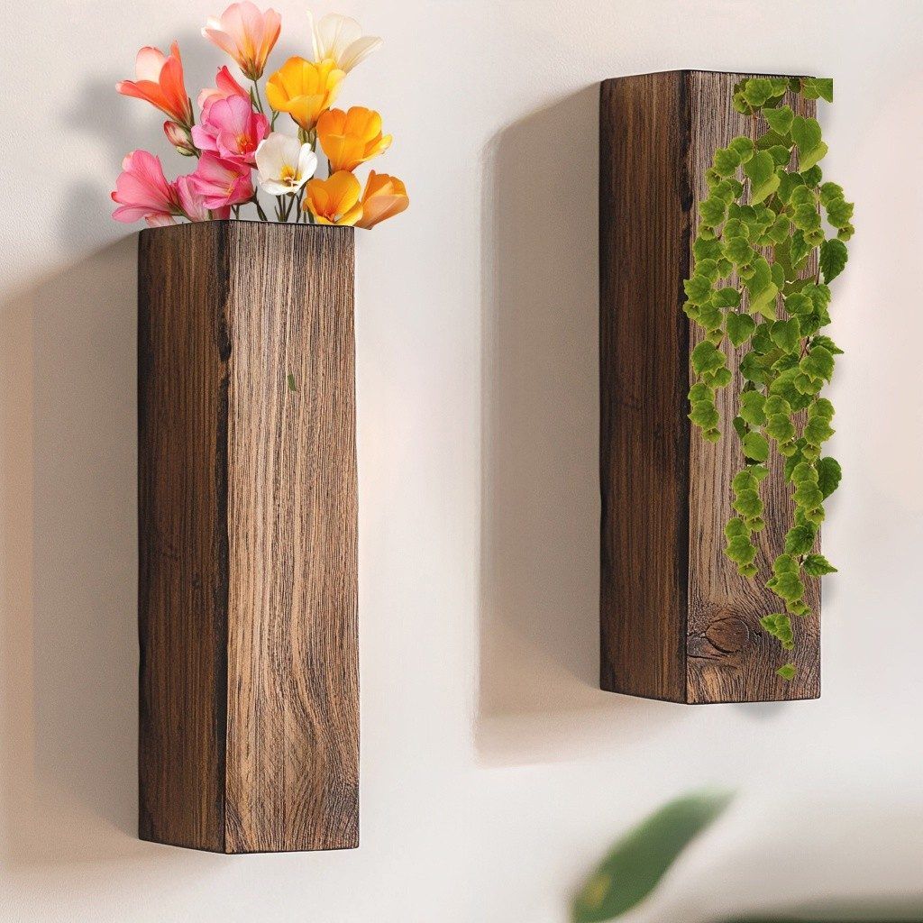 Dekorativ vegghylle i tre Hanah Home Rafqua tre 25 x 8 x 6 cm -