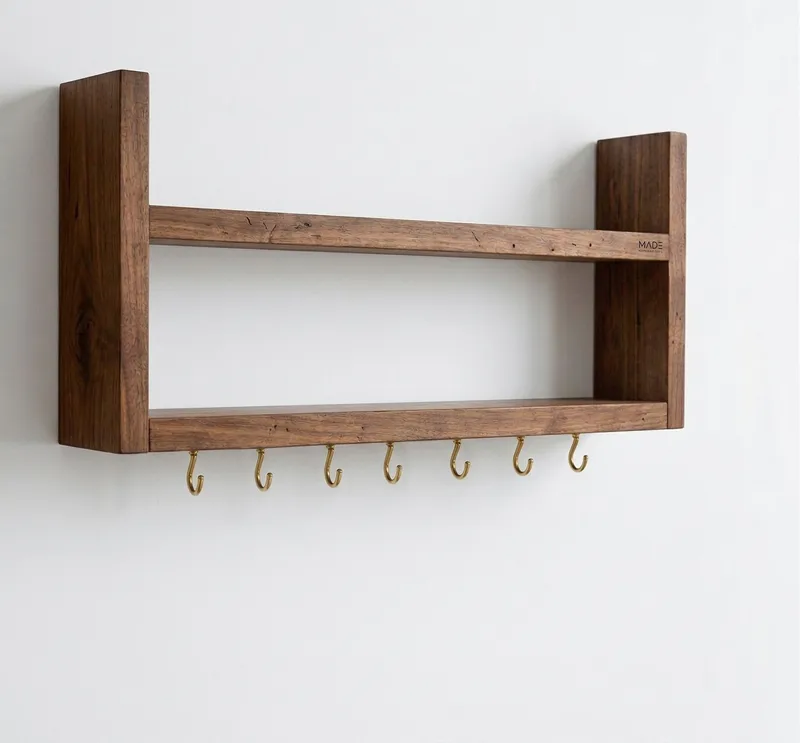 Dekorativ vegghylle i tre Wallxpert Brano (50 x 22 x 7 cm) tre, Tre