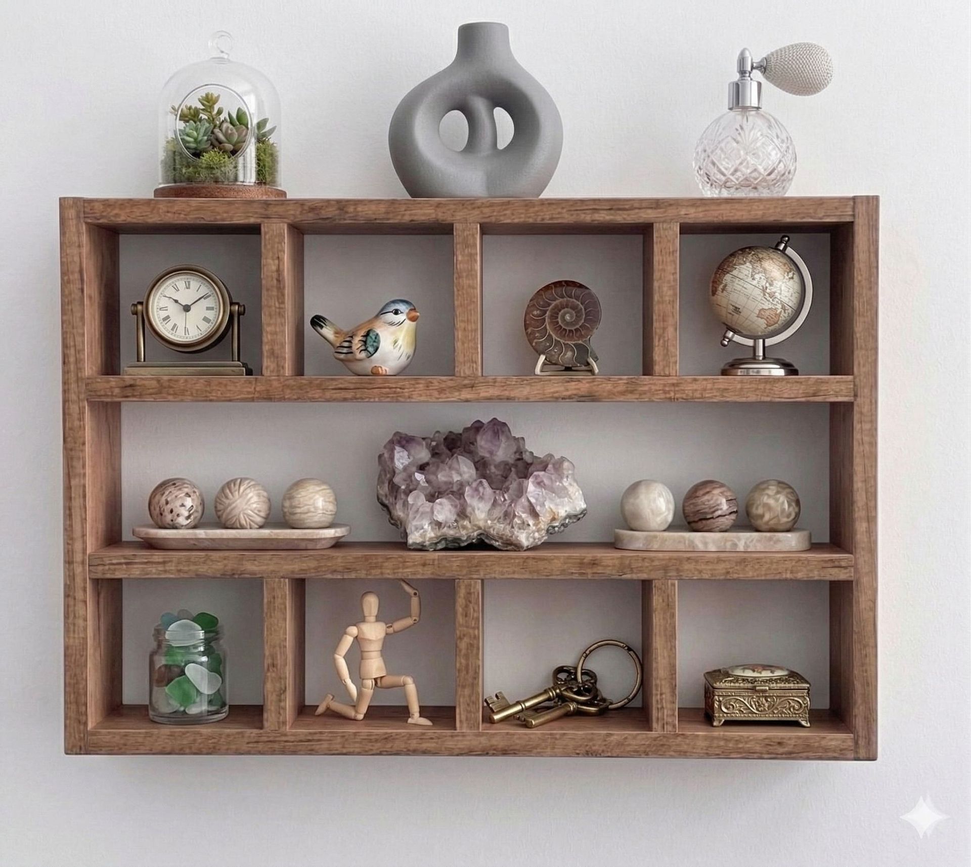 Dekorativ vegghylle i tre Wallxpert Brano (60 x 48 x 9 cm) Tre - Naturlig tre