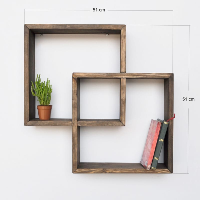 Dekorativ vegghylle i tre Wallxpert Erno (51 x 51 x 9 cm) Eik - eik - Hus & oppussing - Bygg - Gulv, vegg & tak - Gulv & veggkledning - Veggplater