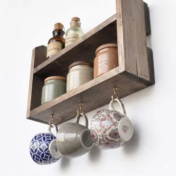 Dekorativ vegghylle i tre Wallxpert Rafello (40 x 25 x 11 cm) Tre - I tre - Hus & oppussing - Bygg - Gulv, vegg & tak - Gulv & veggkledning - Veggplater