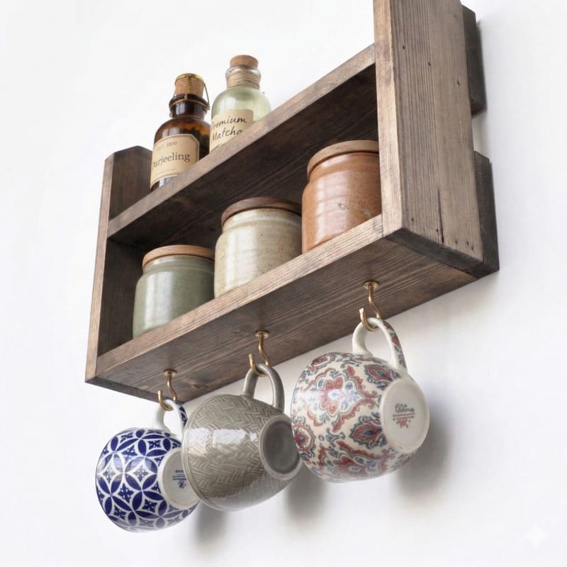 Dekorativ vegghylle i tre Wallxpert Rafello (40 x 25 x 11 cm) Tre - I tre - Hus & oppussing - Bygg - Gulv, vegg & tak - Gulv & veggkledning - Veggplater