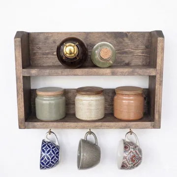 Dekorativ vegghylle i tre Wallxpert Rafello (40 x 25 x 11 cm) Tre - I tre - Hus & oppussing - Bygg - Gulv, vegg & tak - Gulv & veggkledning - Veggplater