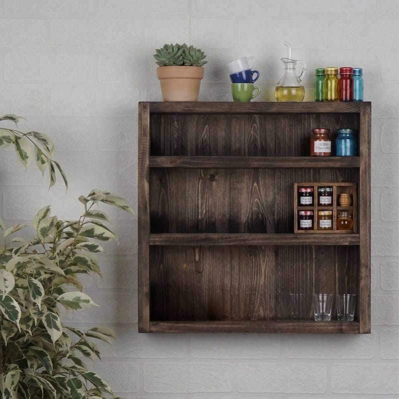 Dekorativ vegghylle i tre Wallxpert Rafello (42 x 42 x 9 cm) Tre - Tre (naturlig trefinish) - Hus & oppussing - Bygg - Gulv, vegg & tak - Gulv & veggkledning - Veggplater