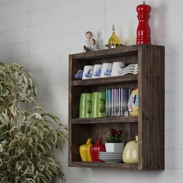 Dekorativ vegghylle i tre Wallxpert Rafello (42 x 42 x 9 cm) Tre - Tre (naturlig trefinish) - Hus & oppussing - Bygg - Gulv, vegg & tak - Gulv & veggkledning - Veggplater