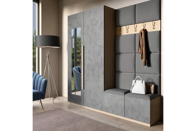 Quadratta Veggpanel 100x200 cm, Grå