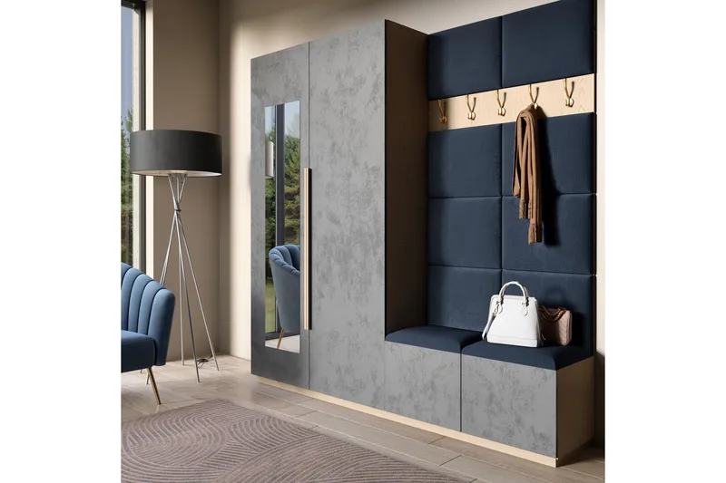 Quadratta Veggplate 100x200 cm, Mørk grå