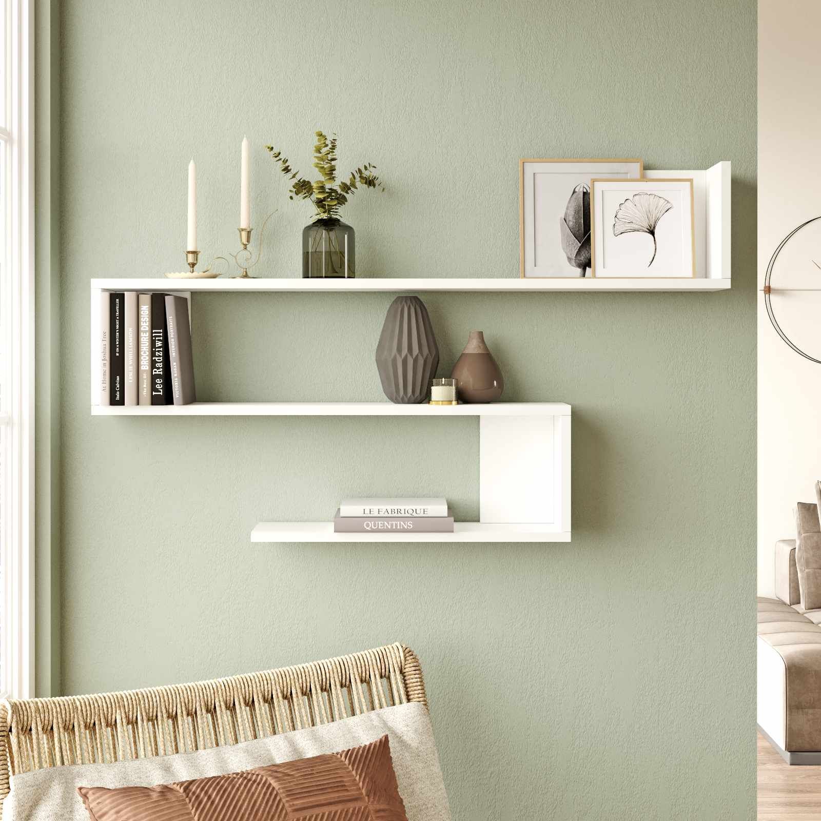 Vegghylle Skye Decor Nova Shelf (120 x 71,4 x 14,5 cm) Hvit - Hvit