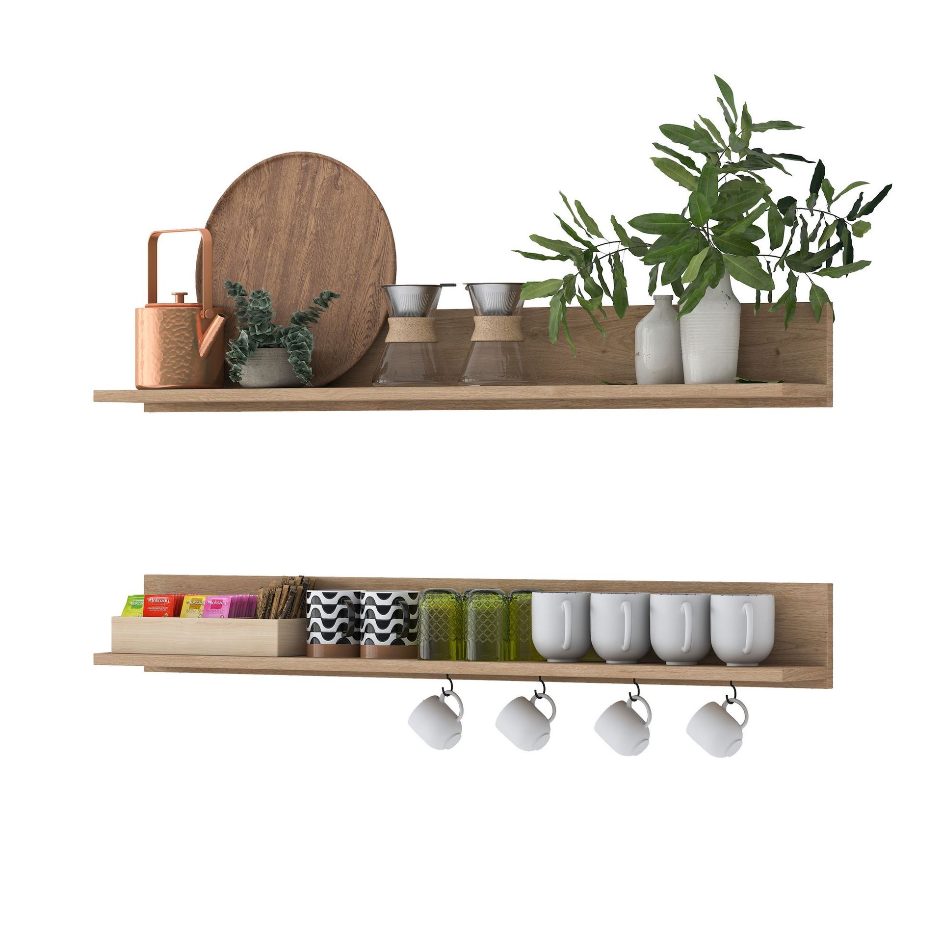 Vegghylle Wallxpert Bren (120 x 15 x 14,8 cm) Valnøtt - valnøtt