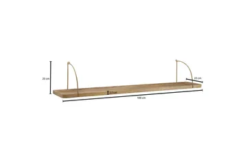 Vegghylle Wohnling massivt tre, metall hylle for oppheng, industriell loftstil 100 cm - 100 cm - Oppbevaring - Hyller - Vegghylle