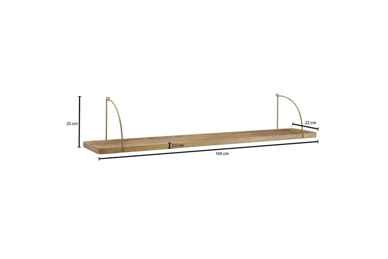 Vegghylle Wohnling massivt tre, metall hylle for oppheng, industriell loftstil 100 cm - 100 cm - Oppbevaring - Hyller - Vegghylle